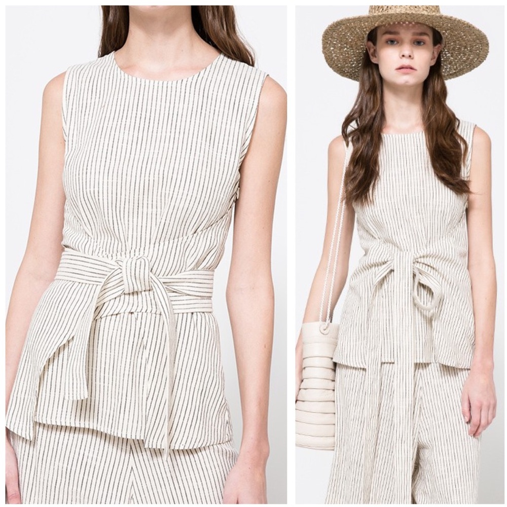 Caron Callahan Serra Tie Front Top in Stripe Print